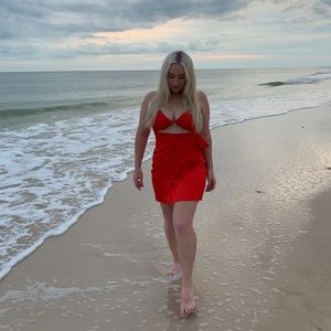 Forever 21 Red Satin Wrap Dress